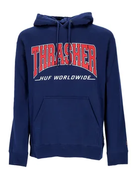 Felpa Cappuccio Uomo Bayview P/o Hoodie X Thrasher Navy - Huf - FashionsVida