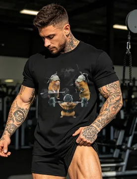 Hamster Gym Cotton T-Shirt Weightlifting Pump Cover Shirt Funny Workout T-Shirt Gym Workout Fitness Training Casual Streetwear - Aliexpress - FashionsVida