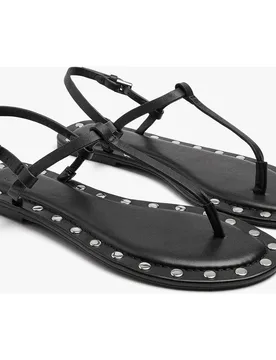 Sandalias de dedo de mujer de piel con cierre de hebilla y tachuelas decorativas - Parfois - FashionsVida