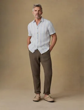 Camisa de hombre lisa manga corta - Faherty - FashionsVida