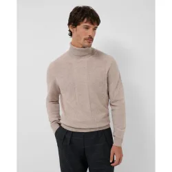 Jersey lana-cashmere de hombre cuello vuelto canalé ancho