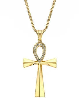 Egypt Iced Out Bling Ankh Cross Pendant Necklace Women Men Key of Life Gold Color Stainless Steel Rhinestones Egyptian Jewelry - Aliexpress - FashionsVida