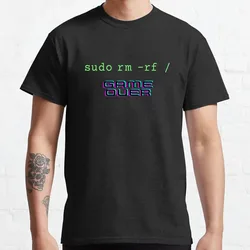 Sudo rm -rf GAME OVER Linux Command geek nerd terminal ubuntu Computer 100% Cotton Clothing printed Plus Size T-Shirt for man