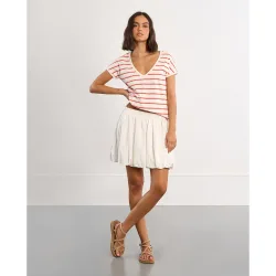 Camiseta de mujer de manga corta estampado rayas