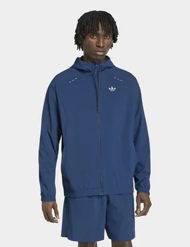 Mens TRACK TOP TECH TREFOIL ESSENTIALS HOODED FULL ZIP - Blu, blu blu Uomo taglia XS - Adidas - FashionsVida