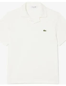 Polo de hombre de corte clásico mezcla de algodón y lino en azul de manga corta - Lacoste - FashionsVida
