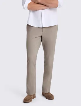 Slim Fit Cotton Rich Stretch Chinos Taupe male - MOSS - FashionsVida