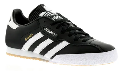 Mens Samba Super Black Textile Leather Indoor Soccer Shoes Trainers - Size Uk 11