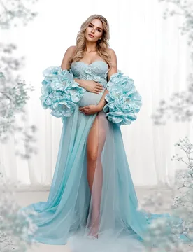 Fancy Photography Dresses with Flower Cape Maternity Photoshoot Dress for Pregnant Women for Photo Shoot Wedding Dresses 2025 - Aliexpress - FashionsVida