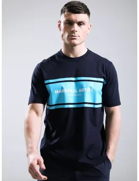 Mens Navy Brent Logo T-Shirt - Male - Navy - Small - Marshall artist - FashionsVida