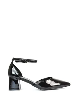 Women's 'Evie' Low Block Heel Court Shoes With Pointed Toe in True Black Size: 3 - True Black - Size: 3 - XY London - FashionsVida