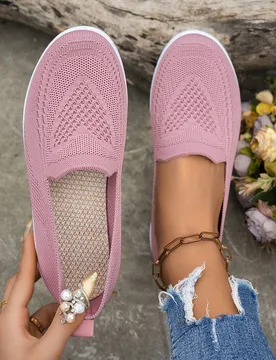 Women's Slip-On Knit Flats Breathable Mesh Comfort Shoes Casual Daily Wear loafers ladies flat shoe footwear With a soft insole - Aliexpress - FashionsVida