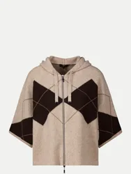 Strickjacke mit Karomuster Beige 36