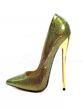 Spring New Style 16cm Stiletto High Heels Shining Lacquer Leather Sequin Gold Slip On Elegant Shallow Nightclub Dress Shoes - Aliexpress - FashionsVida