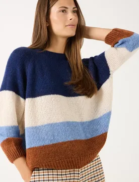 Colorblock-Pullover, 3/4 Sleeve female - 38 - FashionsVida