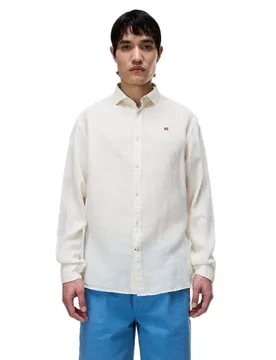 Chemise à Manches Longues Linen 1 White Whisper L - Napapijri - FashionsVida