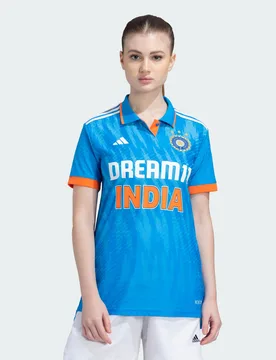 Womens One Day International Cricket Jersey - Blue Recycled Material - Size Small - adidas performance - FashionsVida