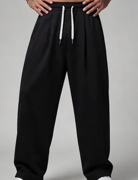 Pantalones Banana de Pierna Ancha para Hombre Zenbolt, Cintura con Cordón, Bolsillos, Pantalones de Chándal Casuales de Ajuste Holgado, Gris Otoño, - Shein - FashionsVida