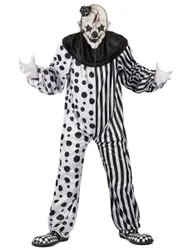 Horror-Clownkostüm für Herren Halloween-Kostüm schwarz-weiss - male