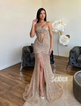 Party Shiny Mermaid Evening Dress Sexy Cut Out Charming Crystals Sequins Prom Gown Formal Occasions Customized Vestidos De Novia - Aliexpress - FashionsVida