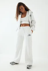 Womens Contrast Script Straight Leg Jogger - Grey Cotton - Size X-Small