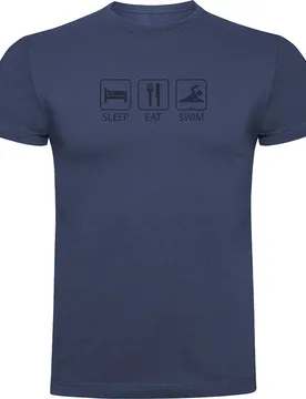 Sleep Eat And Swim Short Sleeve T-shirt Denim Blue S Men - Kruskis - FashionsVida
