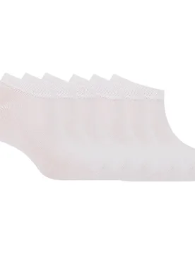 Punto - Pack de 6 pares de calcetines tobilleros de algodón de hombre lisos - basix - Punto Blanco - FashionsVida