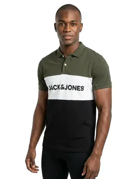 Polo A Maniche Corte Elogo Blocking Forest Night S - Jack & jones - FashionsVida