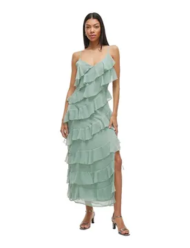 Vestito Midi Senza Maniche Luna Strap Ankle Green Milieu 38 - Vila - FashionsVida