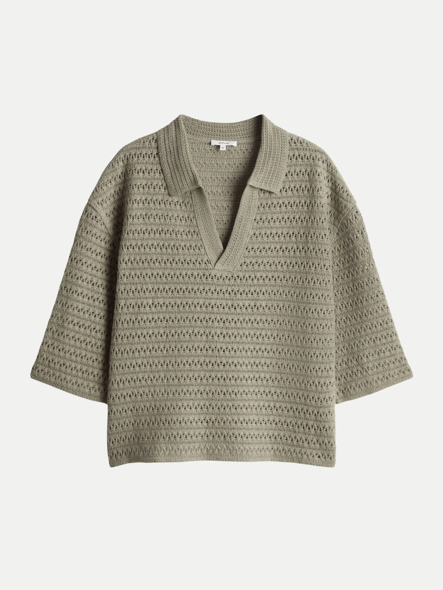 Kurzarmpullover Garakino mit Lochmuster Beige 36 - Opus - FashionsVida