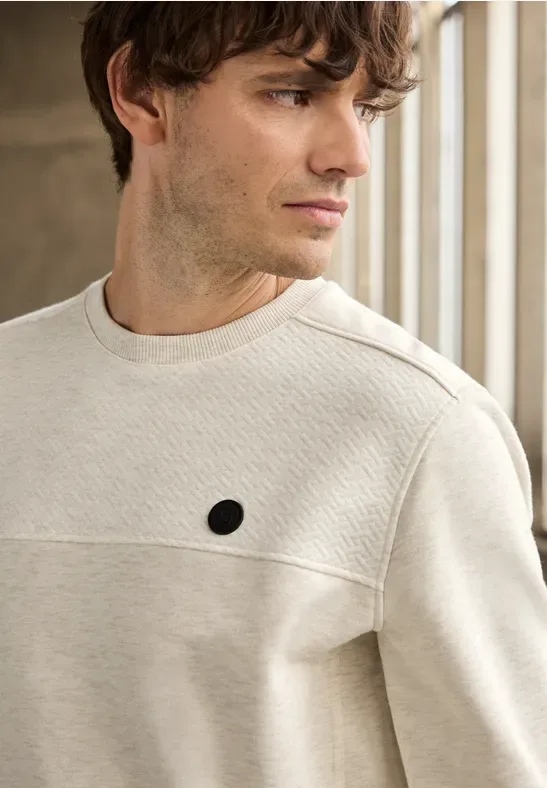 Street One Strukturmix Melange Pullover male Beige - Street One MEN - FashionsVida