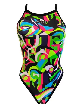 Geo Abstract Swimsuit Black 11-12 Years Girls - TURBO - FashionsVida