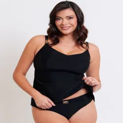 Women's Salento Coast Non-Wired Tankini Top in Black Size: 38H/HH - Black - Size: 38H/HH