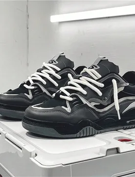 Zapatos deportivos casuales retro estilo Hong Kong para hombre, primavera/otoño, diseño de zapatos tipo pan, zapatos de skate de moda, material lige - Shein - FashionsVida