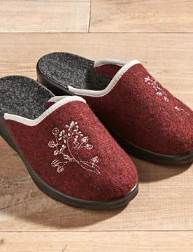 Pantoffel "Cara" bordeaux-schwarz - 3Pagen - FashionsVida