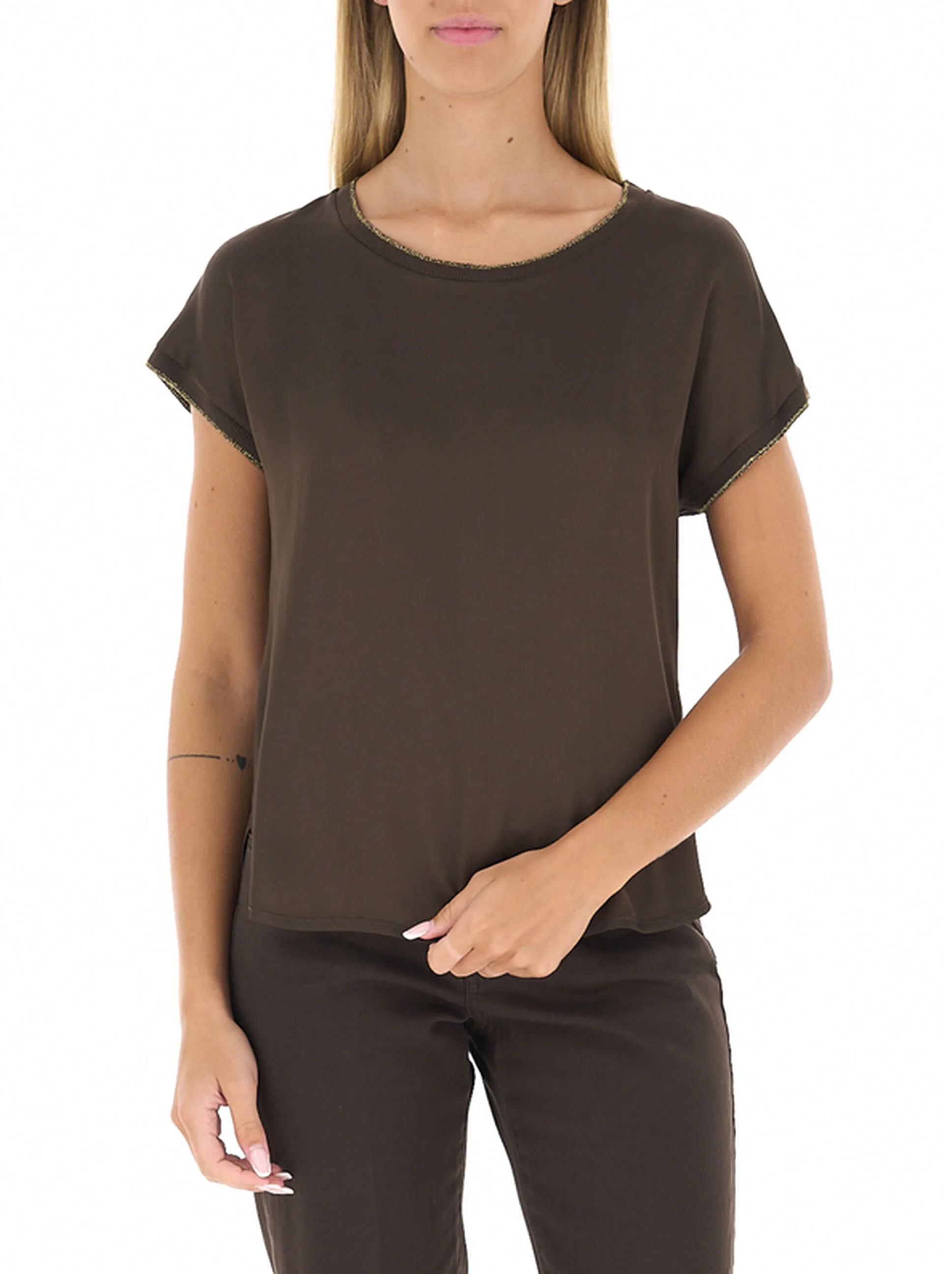 KOCCA Blusa in satin MARRONE XL - Kocca - FashionsVida