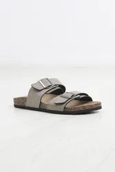 Mens Stone 'Anthony' Snake Effect Buckle Strap Cork Sandals - Size Uk 7