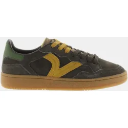 Zapatillas deportivas unisex de serraje con piezas de color