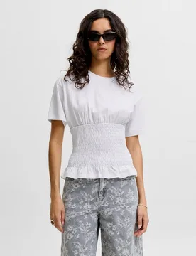 Jack & Jones - Camiseta de mujer manga corta con detalle fruncido - jack & jones - FashionsVida