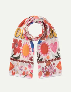 Schal Blumen & BISOU‑Schriftzug Mehrfarbig - Codello - FashionsVida