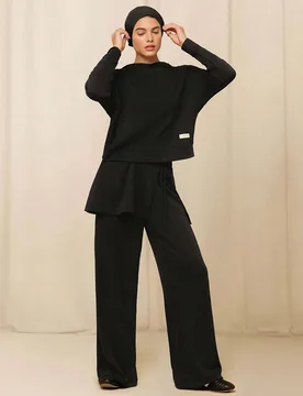 Reem Modest SoftSerene Modal Vestido Fácil Sedoso Suave Transpirable con Cordón Ajustable Tobillo Bolsillo Lateral 2 en 1 Pantalón Ancho Casual Dia - Shein - FashionsVida