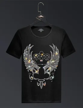Crown Rhinestones T Shirts Men Brand Short Sleeve Fashion Man Streetwear O Neck Slim Modal Cotton Tshirts Plus Size 6XL - Aliexpress - FashionsVida