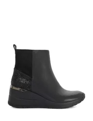 Leather Wedge Ankle Boots Black female