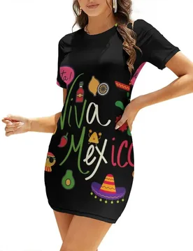Viva Mexico Cinco de mayo Short-Sleeved Dress Dress woman Woman dresses - Aliexpress - FashionsVida