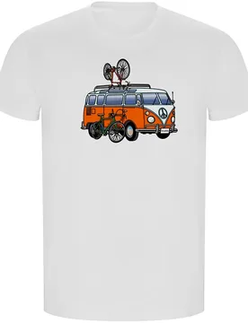 Maglietta A Maniche Corte Hippie Van Bike Eco White - Kruskis - FashionsVida