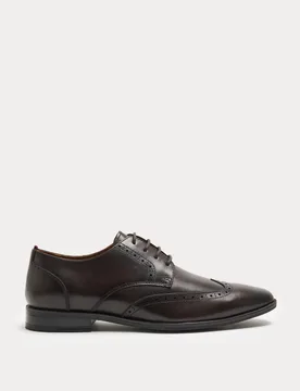 M&S Leather Brogues Dark Brown male - M&S - FashionsVida