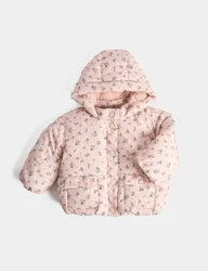 Midweight Ditsy Padded Hooded Jacket (0-5 Yrs) Ivory Mix Female
