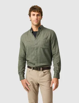 Slim Fit Cotton Rich Oxford Shirt Olive male - Rodd & Gunn - FashionsVida