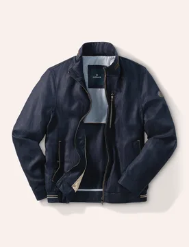 Leinenblouson Leicht und Luftig, normale Größen#untersetzte Größen, Farbe Blau, 28, kühlendes Leinen schön leicht Herren - Walbusch - FashionsVida