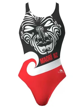 Maori New Zealand Pro Resist Swimsuit Red / Black 3XL Women - TURBO - FashionsVida